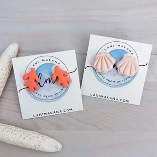 Coral Branch Clay Stud Earrings | Handmade Lightweight Polymer Clay Earrings