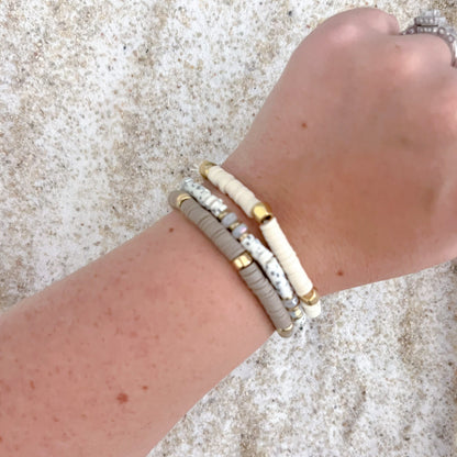 White Sands Heishi Beaded Bracelet Stack