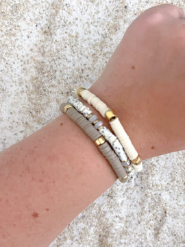 White Sands Heishi Beaded Bracelet Stack