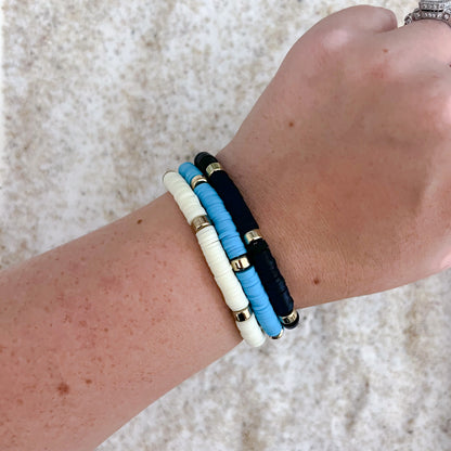 Bright Blue Heishi Beaded Bracelet Stack