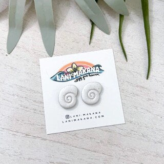 Clay Pearl Spiral Shell Stud Earrings | Handmade Lightweight Polymer Clay Earrings