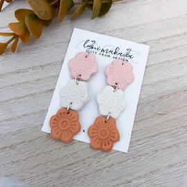 Pastel Fall Floral Statement Earrings | Handmade Lightweight Polymer Clay Earrings