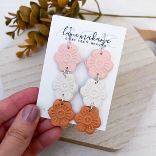 Pastel Fall Floral Statement Earrings | Handmade Lightweight Polymer Clay Earrings