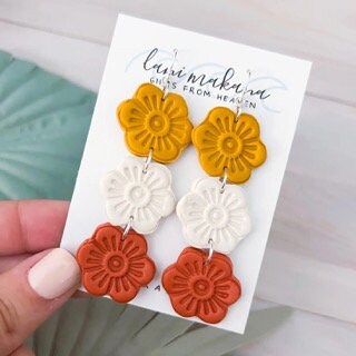Fall Floral Statement Earrings | Handmade Lightweight Polymer Clay Earrings