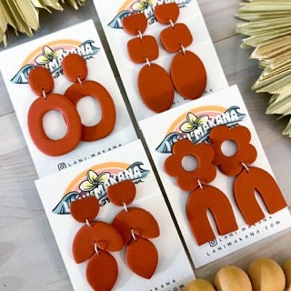 Monochrome Clay Statement Earrings | Handmade Lightweight Polymer Clay Earrings