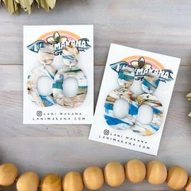 Ocean Marble Clay Statement Hoop Earrings | Handmade Lightweight Polymer Clay Earrings