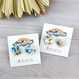 Ocean Marble Clay Stud Earrings | Handmade Lightweight Polymer Clay Earrings
