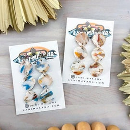 Marble Clay Triple Pebble Earrings | Handmade Lightweight Polymer Clay Earrings