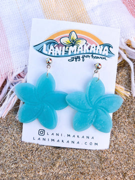 Sea Glass Inspired Plumeria Dangle Earrings | Handmade Lightweight Polymer Clay Earrings