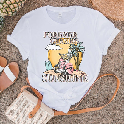 Forever Chasing Sunshine Beach Tee - Retro Rays Shirt - Beach Vibes Tee - Retro Sun Tee - Tropical Shirt - Summer Sun Tee - Bella Canvas Tee