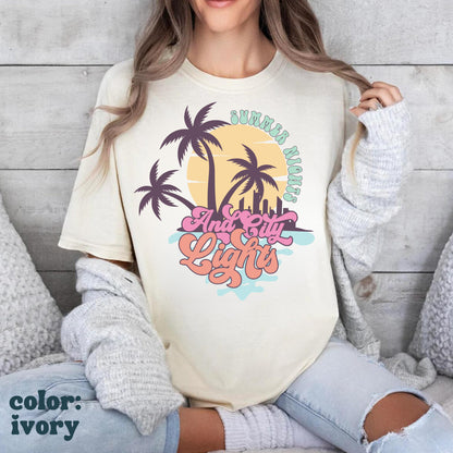 Beach Vacation Tee - Beach Nights - Tropical Beach Tshirt - Beach Sunset - Ocean Comfort Colors Tee - Women's Unisex Tee