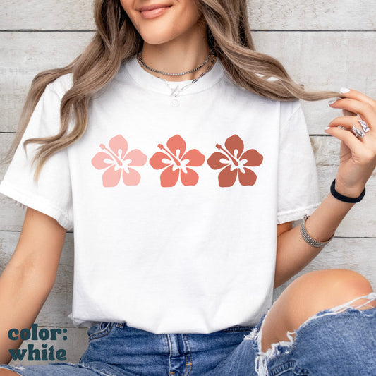 Hibiscus Ocean TShirt - Beach Tee - Hawaiian Flower Tshirt - Ocean Aesthetic Shirt - Comfort Colors Tee - Summer Shirt - Beach Oversized Tee