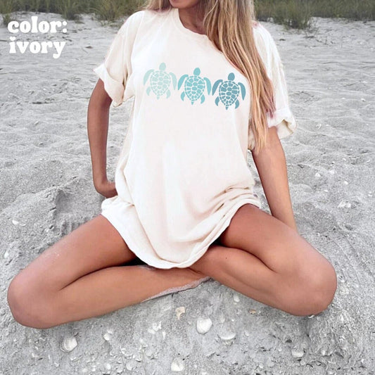 Blue Turtle Ocean TShirt - Beach Tee - Beach Bum T-shirt - Ocean Aesthetic Shirt - Comfort Colors Tee - Summer Shirt - Beach Oversized Tee