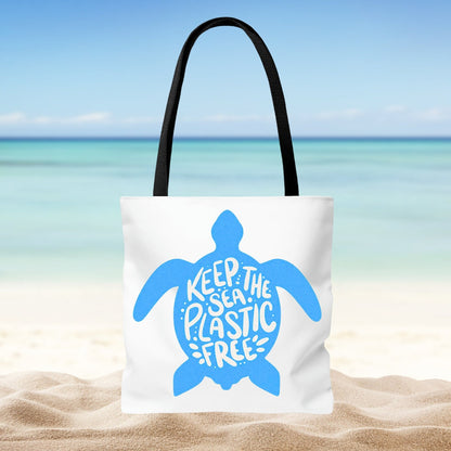 Sea Turtle Beach Tote Bag - Keep the Sea Plastic Free - Ocean Tote - Save the Ocean - Double Sided Beach Bag