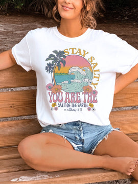 Stay Salty Bible Verse Shirt - Christian Shirt - Beach TShirt - Salt of the Earth - Faith Based Tee - Jesus Shirt Trendy - Christian Shirts