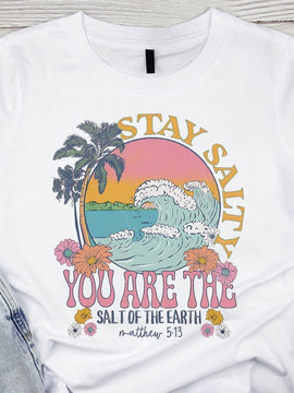Stay Salty Bible Verse Shirt - Christian Shirt - Beach TShirt - Salt of the Earth - Faith Based Tee - Jesus Shirt Trendy - Christian Shirts