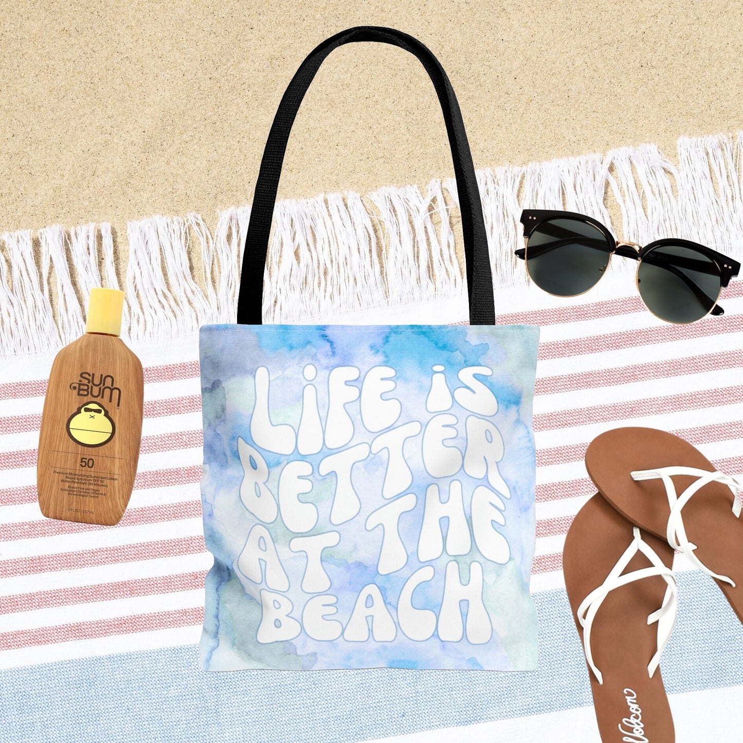 Ocean Colors Beach Tote - Life is Better at the Beach - Beach Quote Bag - Ocean Aesthetic Double Sided Beach Tote Bag