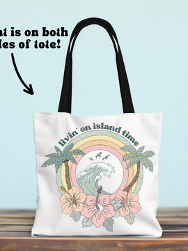 Livin on Island Time Tropical Beach Tote - Double Sided Beach Tote Bag