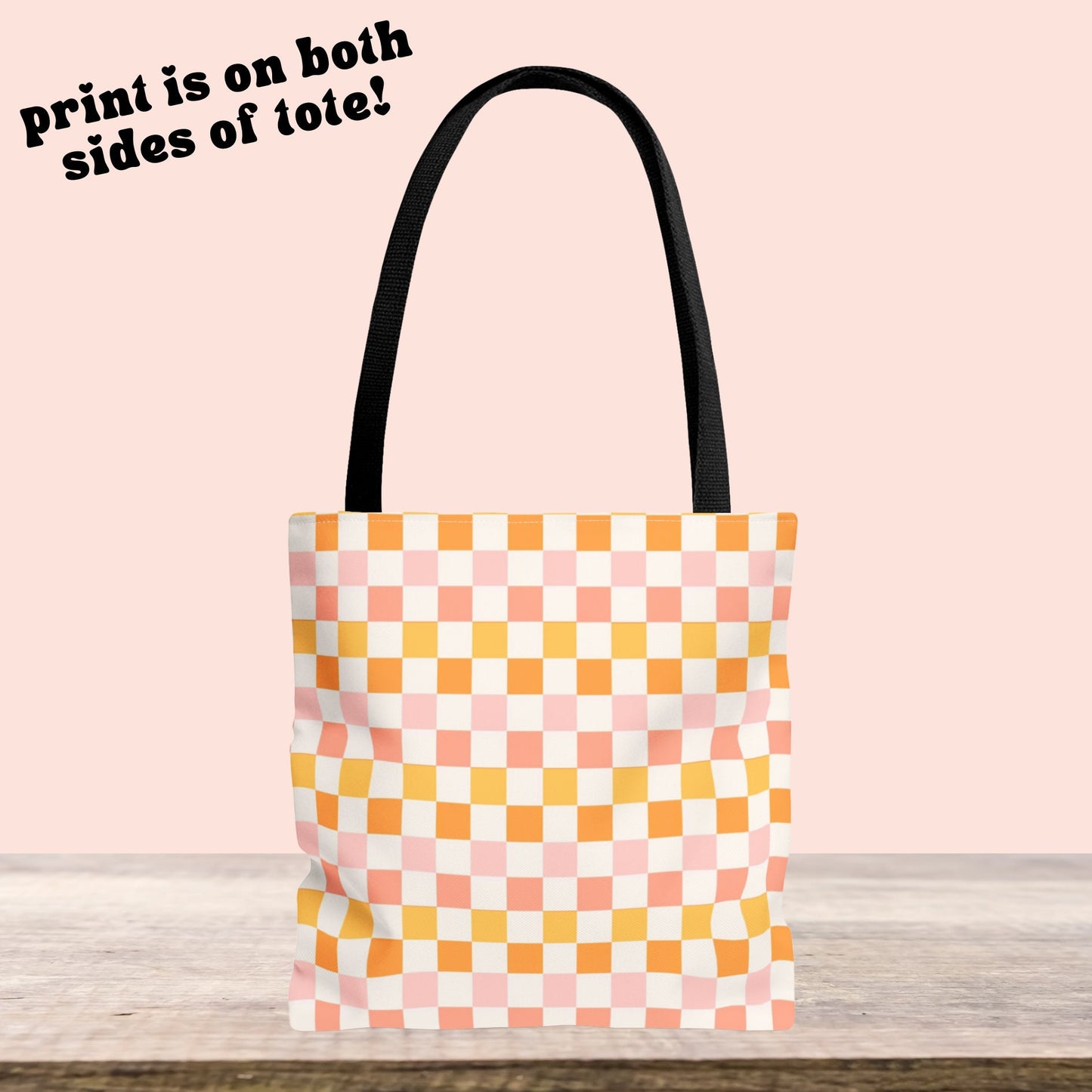 Pink Beach Checkered Tote Bag - Nautical Tote - Beach Vacation Bag - Ocean Aesthetic - Pink Checkered Summer - Double Sided Beach Tote Bag