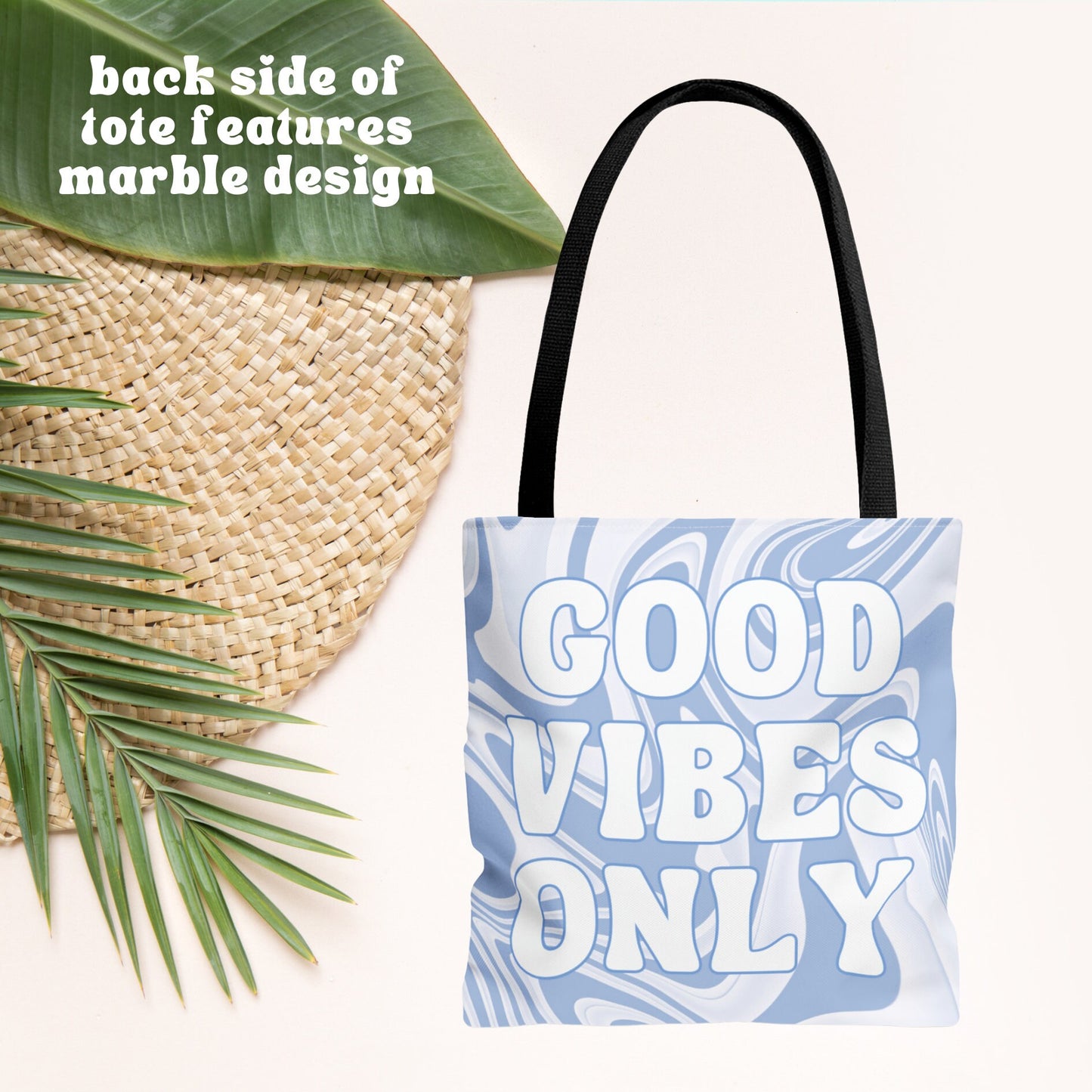 Good Vibes Only Beach Graphic Tote - Double Sided Beach Tote Bag