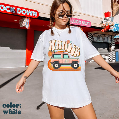 Wander Retro Beach Tee - Jeep Tshirt - Wanderlust - Truck Lover Shirt - Vintage Jeep Tee - Offroad - Comfort Colors Women's Unisex Tee