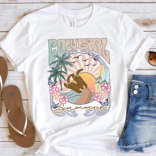 Coastal Cowgirl Summer Shirt - Western Beach Cowgirl Graphic Tee - Trendy Boho Surfer Cowgirl Tee - Summer Cowboy TShirt - Bella Canvas Tee