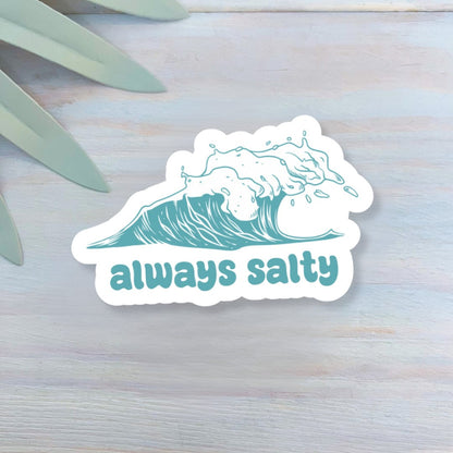 Salty Beach Waves Decal | Waterproof Vinyl Sticker || die-cut ocean stickers surf sticker summer coastal sticker beach aesthetic sticker