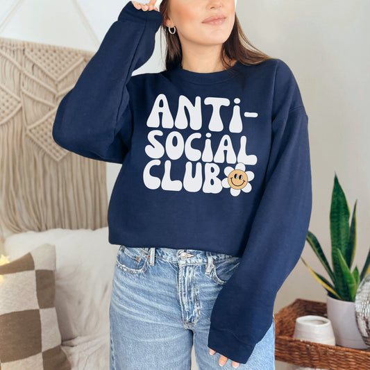 Anti-Social Club Crewneck Sweatshirt - Mental Health Sweatshirt - Introvert Trendy Oversized Sweatshirt - Gildan Crewneck Sweatshirt
