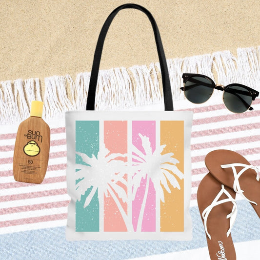 Neon Tropical Palm Tree Beach Bag - Double Sided Beach Tote Bag